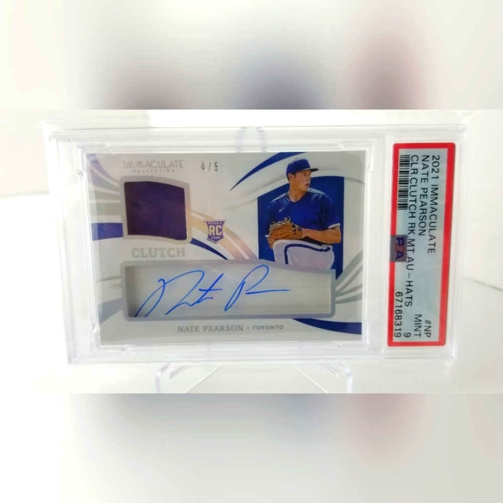 2021 Immaculate Nate Pearson RC Auto CLR CLUTCH RK MT AU-HATS #NP 4/5- PSA 9